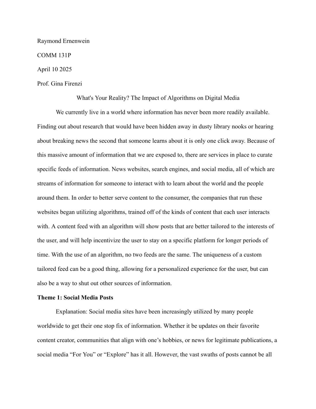 Opening page of a paper about algorithms and digital media